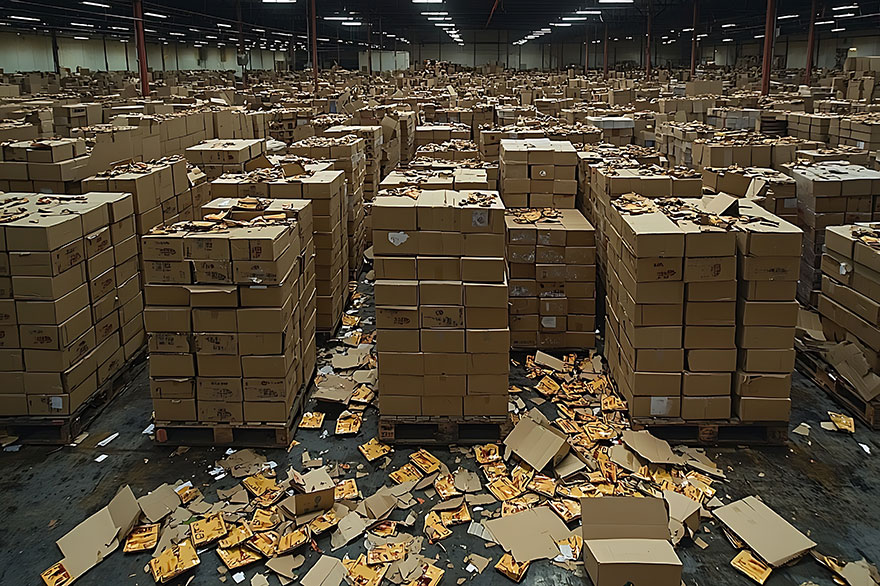 倉庫の被災の様子