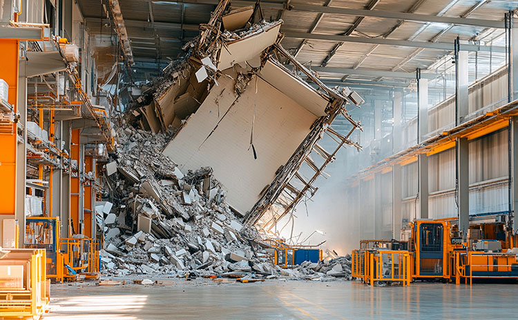 倉庫の被災の様子