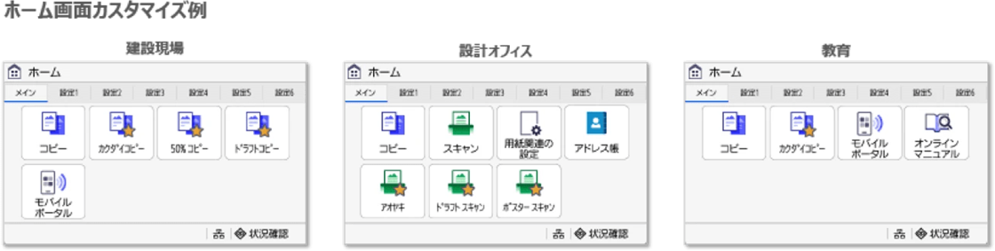 図：ホーム画面カスタマイズ例
