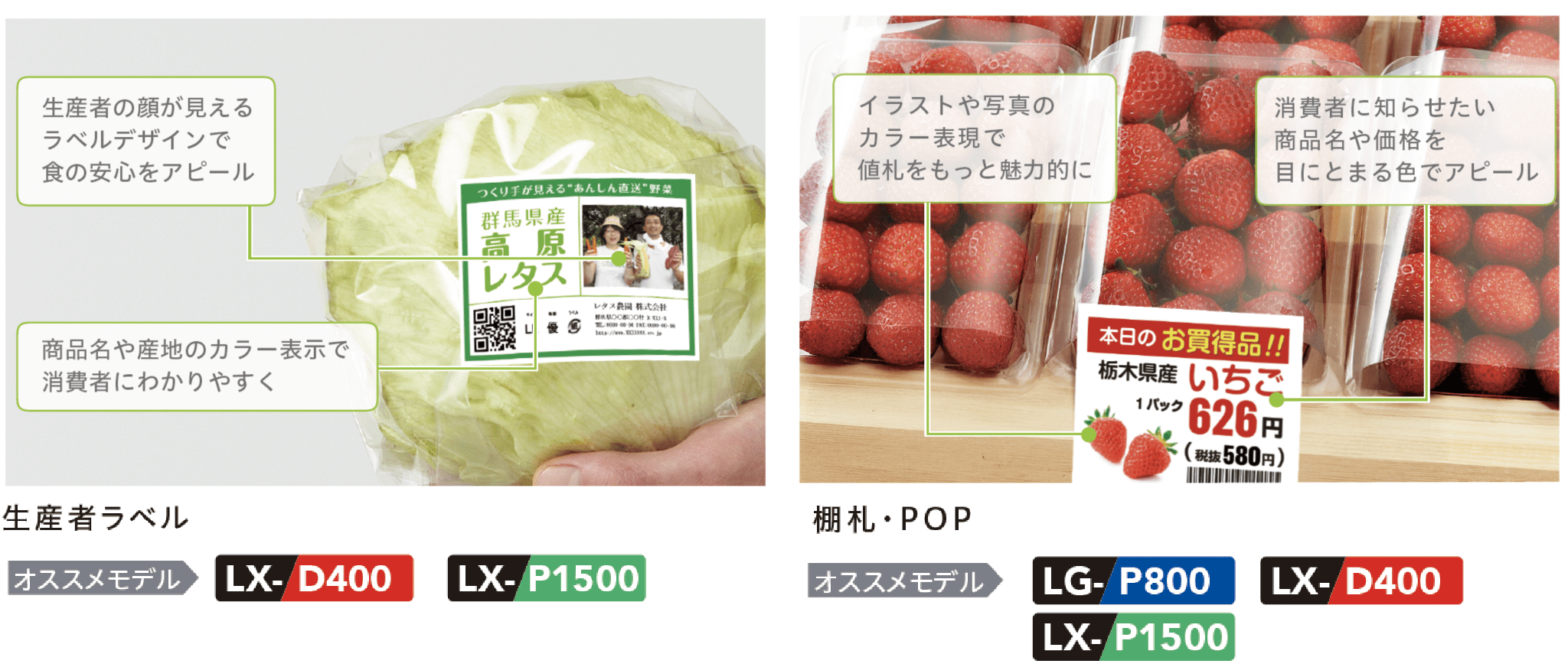 ラベルプリンターの業種別ラベルギャラリー リテール業