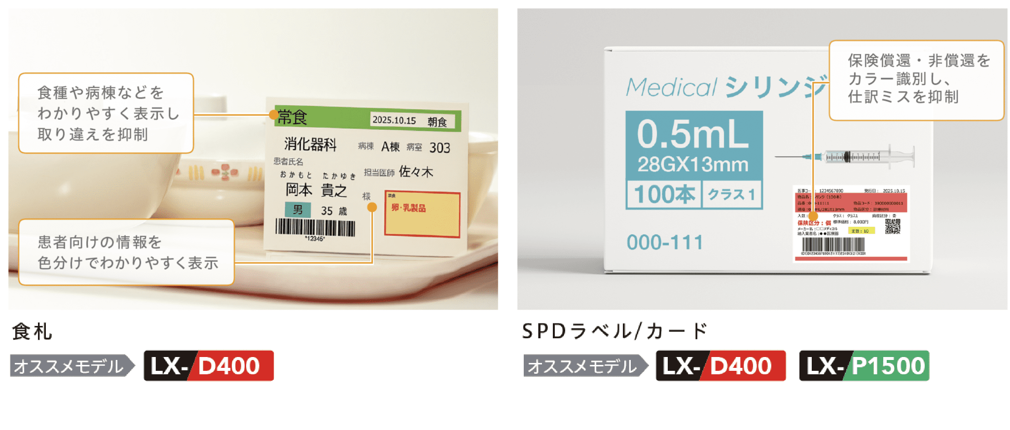 ラベルプリンターの業種別ラベルギャラリー 医療