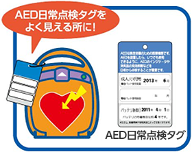 AED日常点検タグをよく見える所に!