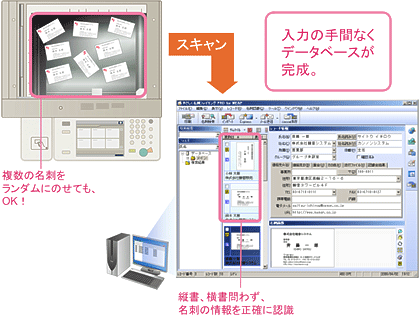 スキャンするだけで名刺情報をパソコンに自動登録