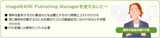 imageWARE Publishing Managerを使えないと…資料の追加印刷が大変