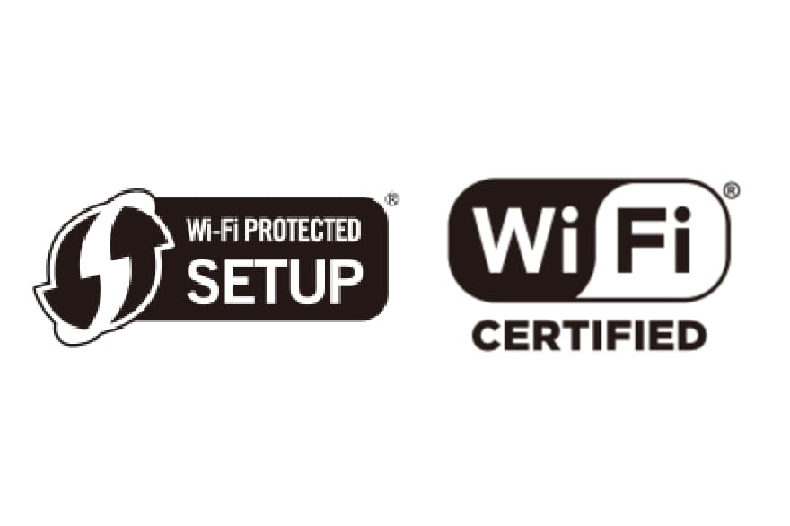 図:Wi-Fi、WPSのロゴマーク