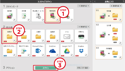 3ステップスキャン操作画面