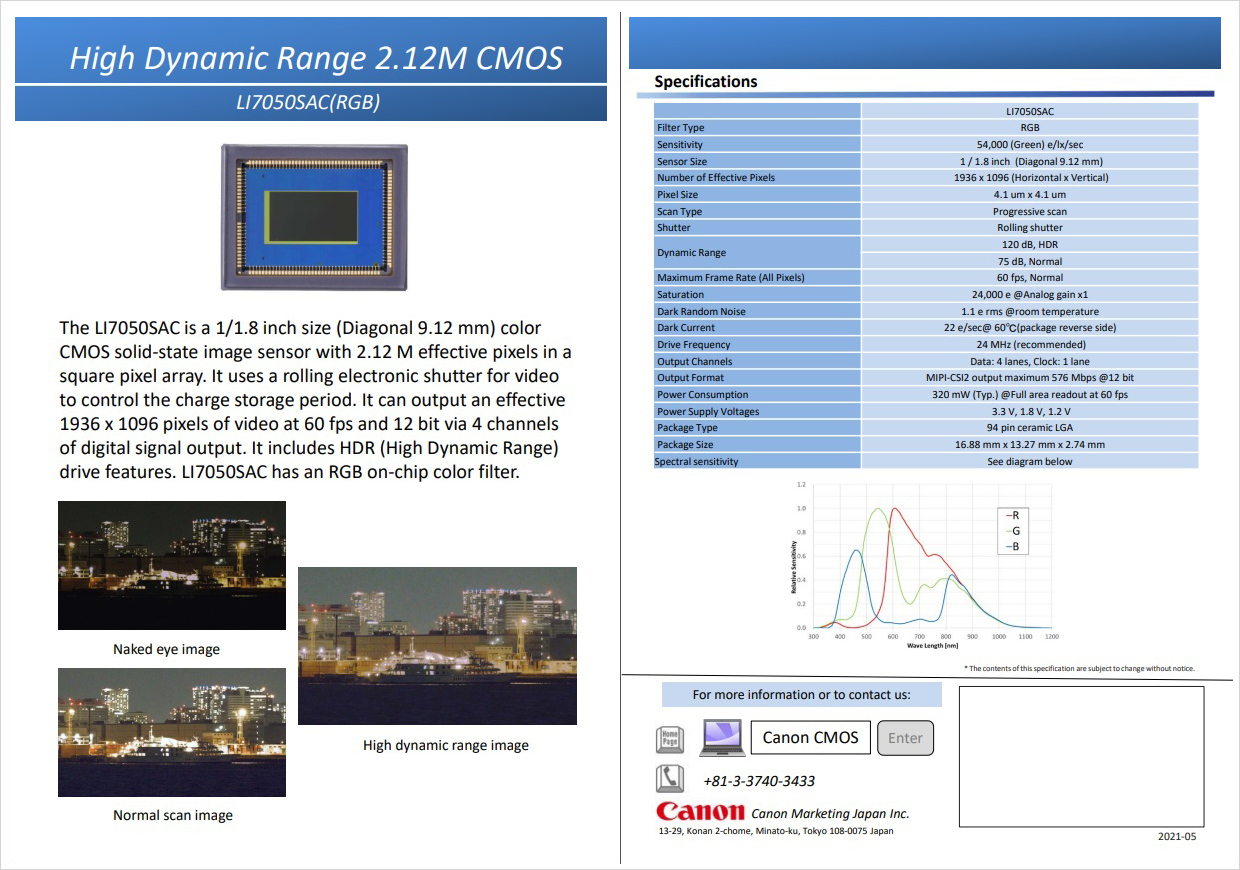 Canon Marketing Japan Inc. : CMOS Sensor | Product Line up