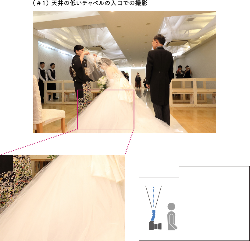 (#1)天井の低いチャペルの入口での撮影