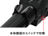 本体側面のスイッチで切替