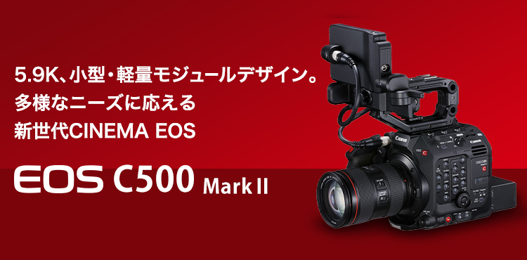 4K内部記録／RAW出力対応、デュアルピクセルCMOS AF搭載。 EOS C500 Mark II