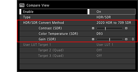 画像：HDR／SDR表示時のSDR画質設定を追加 設定画面
