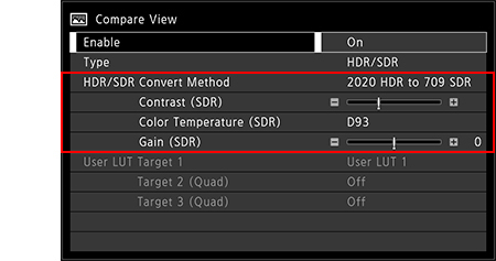 画像:HDR/SDR表示時のSDR画質設定を追加 設定画面