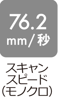 スキャンスピード（モノクロ）：76.2mm／秒