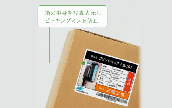 箱の中身を写真表示しピッキングミスを防止