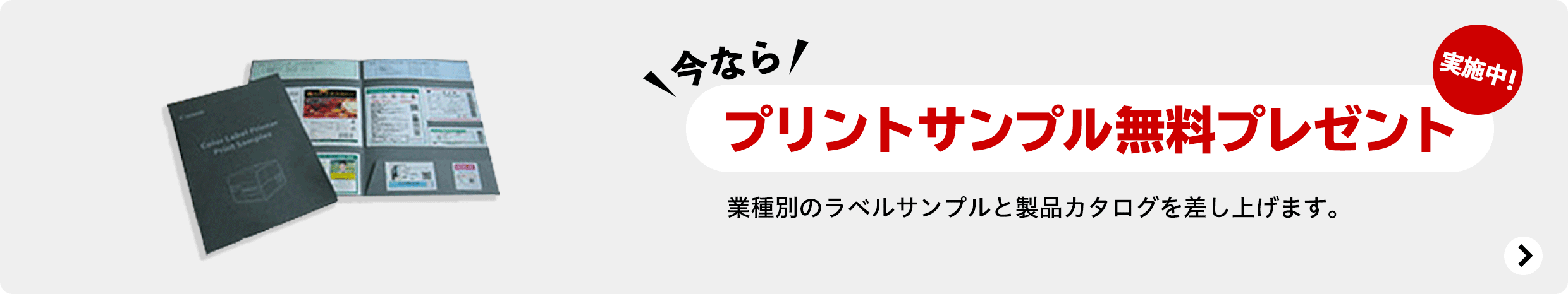 今なら プリントサンプル無料プレゼント実施中!業種別のラベルサンプルと製品カタログを差し上げます。