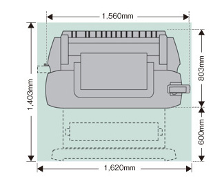 設置スペース:(W)1,560mm~1,620mm×(D)803~1,403mm