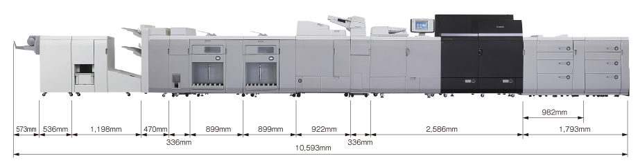 imagePRESS C10000VP/C8000VP 占有寸法 正面図