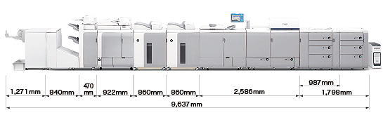imagePRESS C7000VP/C6000 占有寸法 正面図