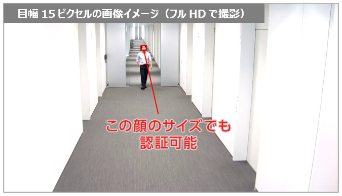 遠いところからの撮影でも立ち止まりカメラに顔を向けることなく認証が可能