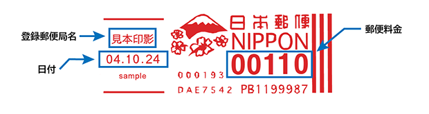 図:郵便料金スタンプの例