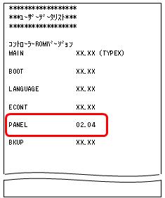 ユーザーデータリストのPANELのバージョンを示しているプリントイメージ図
